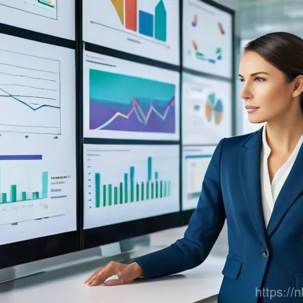 경쟁 분석 프레임워크와 경영 전략의 통합 - "A focused professional in a modern, brightly lit office environment, standing before a large, inter...
