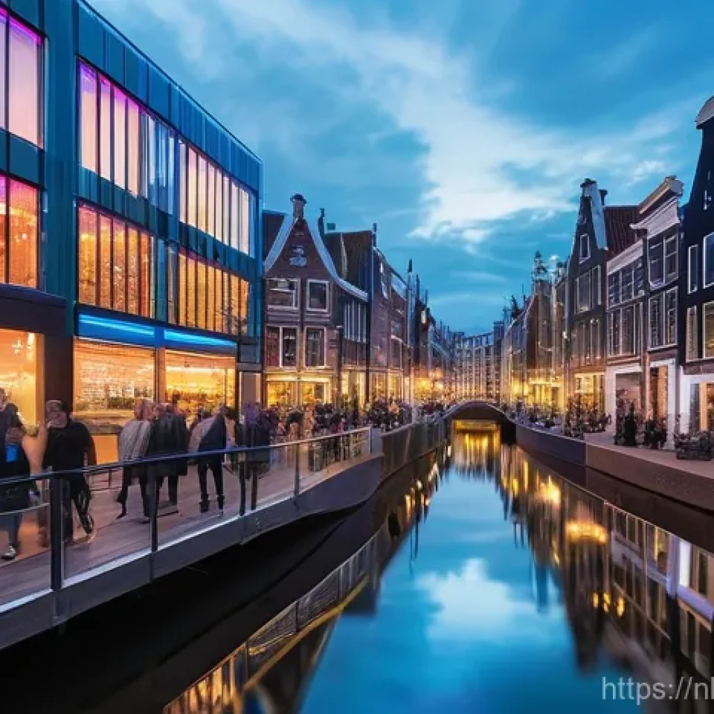 경쟁 분석 프레임워크의 변수 및 변동성 이해하기 - **Prompt:** "A bustling, vibrant market square in a modern Dutch city at dusk. The scene is highly d...