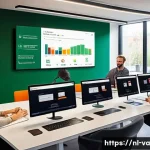 Home 20 경쟁 분석 프레임워크의 인사이트 기반 의사결정 - A modern Dutch office environment with a diverse team of professionals analyzing customer feedback o...